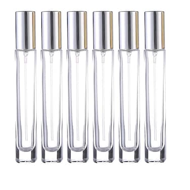 5 Pack 10ml glass Perfume Atomizer,Empty Perfume Bottles Mini Spray Bottle Plastic Fine Mist Spray Bottle Travel, Refillable, Sprayer(Silver)