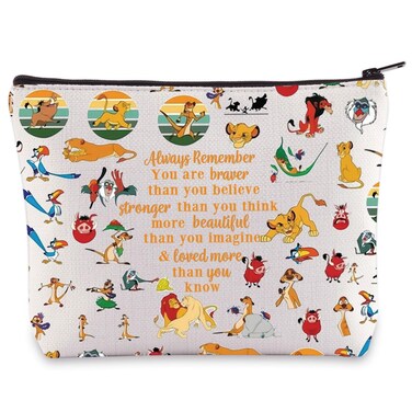 LEVLO The Lion Movie Cosmetic Make Up Bag Lion Fans Gift You Are Braver Stronger Smarter Than You Think Lion Zipper Pouch Bag For Women Girls
