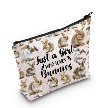 LEVLO Funny Bunny Cosmetic Bag Animal Lover Gift Just A Girl Who Loves Bunnies Makeup Zipper Pouch Bag Bunny Lover Gift (Bunnies)