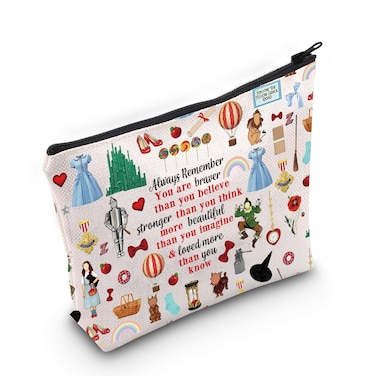 LEVLO Princess Red Slippers Cosmetic Make up Bag You Are Braver Stronger Smarter Than You Think Gift Ruby Red Slippers Makeup Zipper Pouch Bag Wizard Movie Merch(Always Dor)