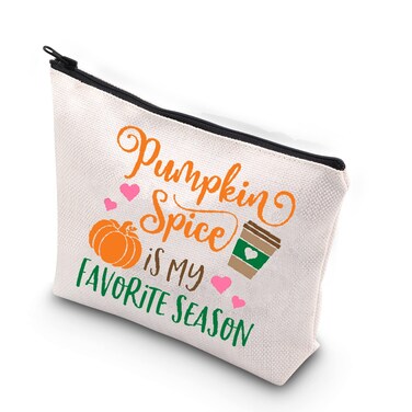 MNIGIU Pumpkin Spice Makeup Cosmetic Bag Pumpkin Spice Is My Favorite Season Autumn Coffee Lover Gift Zipper Pouch (Pumpkin bag)