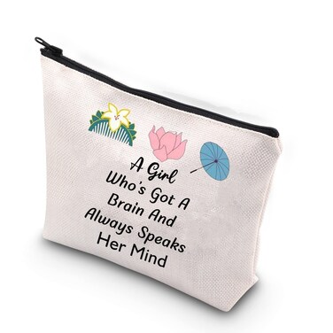 MNIGIU Inspiration Mulan Fans Gift Mulan Cosmetic Makeup Bag A Girl Whos Got a Brain and Always Speaks Her Mind (speak her mind bag)