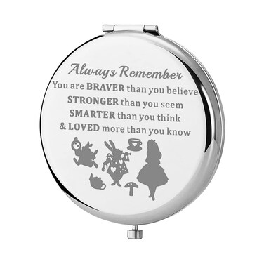 KEYCHIN Princess Pocket Mirror Fairy Tales Gift Always Remember You are Braver Stronger Smarter Than You Think Compact Makeup Mirror for Women Girls Teenagers (A Princess-S)