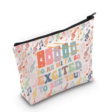 JNIAP Music Teacher Gift Do Re Mi Fa So Excited To See You Cosmetic Bag Music Educator Gift (Do Re Mi Bag)