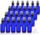 JUVITUS 2 oz Cobalt Blue Glass Boston Round Black Treatment Pump Bottle (24 Pack) + Funnel and Travel Size Foamer for Soap