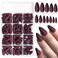 240PC Almond Press on Nails Medium Fake Nails Matte Burgundy Acrylic Nails Press on Nail Almond Short Stiletto False Nail Tips Colored Artificial Fingernail &amp; Glue Ahdesive Tabs for Women