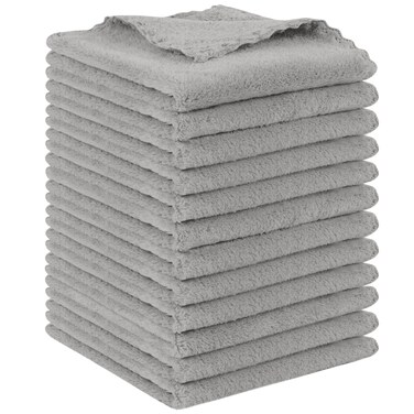 SUNLAND Microfiber Face Cloth Reusable Makeup Remover Facial Cleansing Towel Ultra Soft Face Washcloth 12inchx12inch 12 Pack Grey