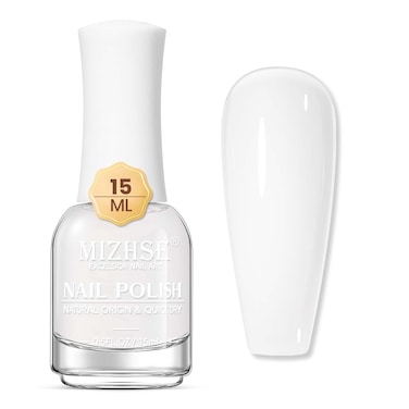 MIZHSE Quick Dry Nail Polish, Milky White Nail Polish Air Dry Fast, 15 ml Regular Water-based Nail Lacquer Non Gel Full Coverage High Glossy Shine Nail Art Manicure Home