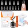 modelones Gel Nail Kit, Gel Nail Tips Medium Coffin Shape, 9-in-One Nail Glue &amp; Portable U V Nail Lamp, 216Pcs 12Sizes Press On Acrylic False Nails Tip Nail Extension DIY Nails Art Gift for Women