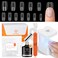 modelones Gel Nail Kit, Gel Nail Tips Medium Square, 9-in-One Nail Glue &amp; Portable U V Nail Lamp, 216Pcs 12Sizes Press On Acrylic False Nails Tip Nail Extension DIY Nails Art Gift for Women