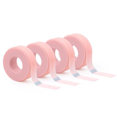 Lash Tape for Eyelash Extensions,Eyelash Tape Silicone Gel Eyelash Extension Tape for Sensitive Skin Pain-Free Removal Lash Extensions Tape(0.5in x 4yd, 4Rolls,Pink)