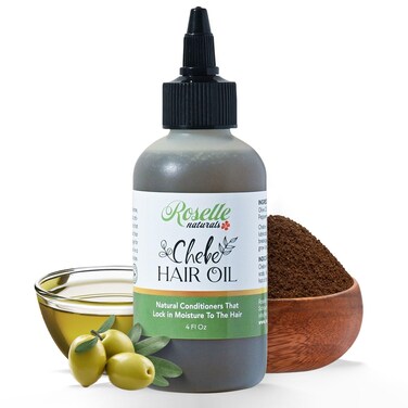 Roselle Naturals Chebe Oil for Hair Growth - Made in USA 4 Fl Oz - Hair Growth Oil, Grease for Stronger, Longer, Thicker Hair
