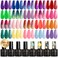 ROSALIND 24Pcs Color Changing Gel Nail Polish Set with Glitter Glossy Matte Top Coat Base Coat, 20 Colors Red Yellow Ombre Purple Temperature Change Gel Polish Nail Art
