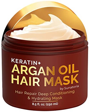 SUNATORIA Hair Mask with Keratin &amp; Argan Oil - Conditioner for Dry, Damaged, Frizzy Hair &amp; Split Ends - Hair Treatment Serum for Hair Repair &amp; Hydrating - 8.5 Fl Oz