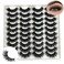 Mink Lashes Wispy Cat Eye Lashes Pack Natural Volume 3D Mink 18mm D Curl Strip Eyelashes Bulk Faux Mink False Eyelashes Natural Look (20 pairs)