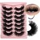 Mink False Lashes Dramatic D Curl Strip Lashes Wispy 20mm/25mm Long Full False Lashes Pack, 3D Mink Cat Eye False Eyelashes Natural Look