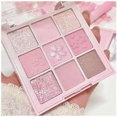 9 Colors Eye Shadow Palette Makeup,Light Pink Purple Matte Glitter Shimmer Nude Eyeshadow Palette,Highly Pigmented Neutral Eyeshadow Long-lasting Waterproof Natural Makeup Travel Eyeshadow Palette