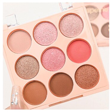 9 Colors Eye Shadow Palette Makeup,Nude Pink Brown Matte Glitter Shimmer Nude Eyeshadow Palette,Highly Pigmented Neutral Eyeshadow Long-lasting Waterproof Natural Makeup Travel Eyeshadow Palette