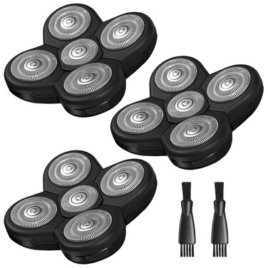 3 Pack Head Shaver Replacement Blades, 5 - Blade Shaver Replacement Heads for Bald Men Freedom Shaving, Head and Face Electric Razor Refills, with 2 Cleaning Brush