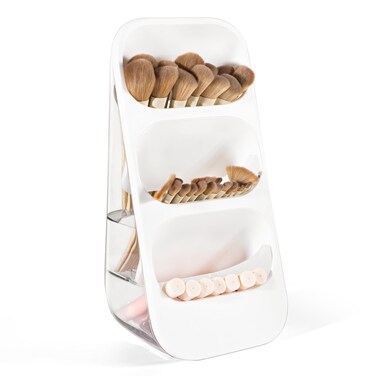 EXIN DECHEN Makeup Brush Holder Organizer,Makeup Brush Storage,Makeup Organizer Countertop,Bathroom Counter Organizer,Bathroom Vanity Organizer,Toothbrush Holders,Stationary Organizer.(Clear)