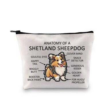 G2TUP Shetland Sheepdog Lover Gift Anatomy Of A Shetland Sheepdog Makeup Bag Sheltie Mom Cosmetic Bag Sheltie Owner Gift (Anatomy Of A Shetland Sheepdog MB)