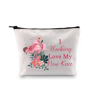 G2TUP Knee Replacement Surgery Gift I Flocking Love My New Knee Makeup Bag Knee Replacement Warrior Cosmetic Bag Get Well Gift (I Flocking Love My New Knee MB)