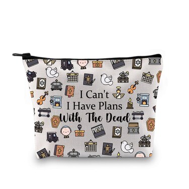 G2TUP Mortician Gift I Can't I Have Plans With The Dead Makeup Bag Funeral Director Cosmetic Bag Mortician Friend Dark Humor Gift (Plans With The Dead MB)