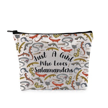 G2TUP Funny Salamander Lover Gift Who Loves Salamanders Makeup Bag Salamander Mom Cosmetic Bag Salamander Owner Gift (Loves Salamanders MB)