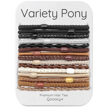 Variety Pack Hair Tie Bracelets for Women - 15 Elastic Ponytail Bands for Thick and Thin Hair, Prevents Breakage