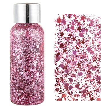 MEICOLY Pink Body Glitter Face Glitter,Sparkling Chunky Glitter Hair Glitter,Mermaid Face and Body Glitter,Intense Glitter Makeup Glitter Paint,Festival Glitter Gel,Body Glitter for Women