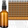 Nuogo 100 Pcs 2 Oz Glass Spray Bottles, Fine Mist Spray Bottle Refillable Cosmetic Bottles Empty Small Bottle with 10 Droppers, 5 Funnels, 2 Brushes for Essential Oil Cleaning Solutions(Brown)