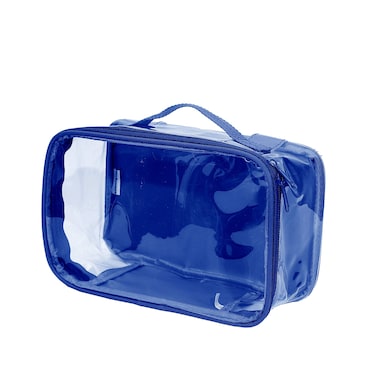 Small Clear Travel Packing Cube/See Through PVC Plastic Pouch for Carry On Suitcase, Backpack or Diaper Bag/Transparent Multipurpose Accessories, Makeup &amp; Underwear Organizer (Royal Blue)