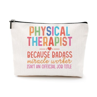 DJHUNG Funny Physical Therapist Cosmetic Bag - Makeup Bag &amp; PT Appreciation Gift for Women - Occupational Therapist Graduation &amp; Birthday Gift