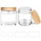 Small Glass Jars with Lids, 4 oz Glass Containers with Plastic Woodgrain Lids &amp; Inner Liners, Reusable Travel Cosmetic Containers for Creams, Makeup, Lotion, Spice- 2 pack