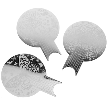 NOLITOY 3pcs Nail Stamper Nail Stamping Plates Nail Stamps for Nail Art Nails Stamper Nail Arttemplates Stamping Plates for Nails Nail Stencil Multifunction Manicure Tools Stainless Steel, Blue