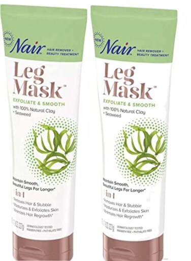 Nair Leg Mask Clay Exfoliate &amp; Smooth 8 Ounce Tube (Pack of 2)