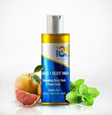 Creatine Body Wash Athlete's Sport CHARGE Castile Body wash and Muscle Soak with Orange Citrus, Creatine Monohydrate. Prime for High Performance Sports, Eucalyptus &amp; Peppermint Oil