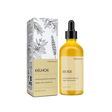 60 ML HuaQing Natural Hair Growth Oil, Eelhoe Veganic Organic Rosemary Oil. for Dry Damaged Hair.