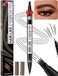 Microblading Eyebrow Pen - Eyebrow Pencil Magical 2-in-1 Dual-Ended Waterproof Eye Brow Pencils for Women with 4-Fork-Tip &amp; Precise Brush-Tip for Natural Hair Like Strokes, Last All-Day, Black Brown