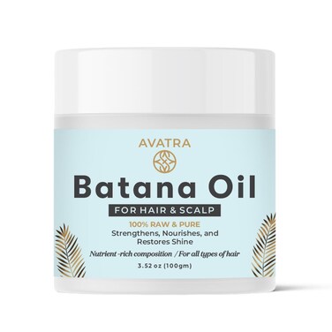 Avatra 100% Pure Batana Oil   Unrefined Hair &amp; Scalp Oil from Honduras   Cold Pressed &amp; Chemical-Free   Hair Mask for Thick, Strong Hair, 3.52 Fl Oz