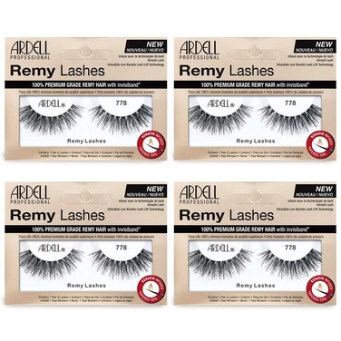 Ardell Remy Lash 778, Premium Grade Remy Hair False Lashes with Invisiband, 4 pairs