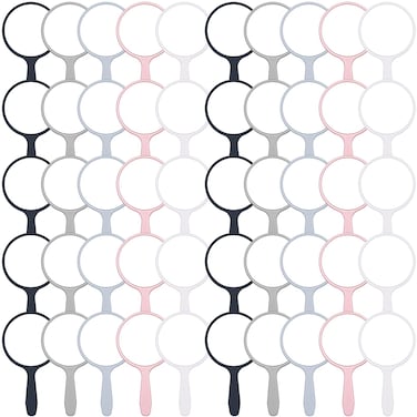 Vinsot 50 Pieces Handheld Mirror Small Hand Mirror Bulk with Handle Plastic Travel Makeup Cosmetic Compact Portable Vanity 3.94 x 2.16 Inch for Women Men Girls Kids Daily DIY Use(50 Pieces)