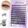 wiwoseo Self Adhesive Lashes Clear Band Lashes Clusters No Glue Needed Self Adhesive Lash Clusters Pre Glued Eyelash Clusters Press on Lashes Reusable Eyelash Extensions without Glue