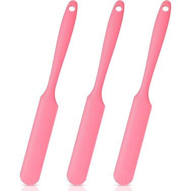 Mudder 3 Pcs Non-stick Silicone Wax Spatulas Hair Removal Sticks Applicator Reusable Hard Wax Scraper for Home Salon Body Use (Pink)