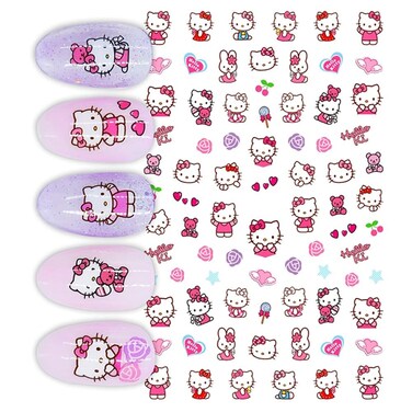 Purr-fectly Adorable Kitty Nail Art Stickers in Hot Pink - Unleash Your Inner Feline Glam! Over 50 Stickers Kawaii Hello Cats