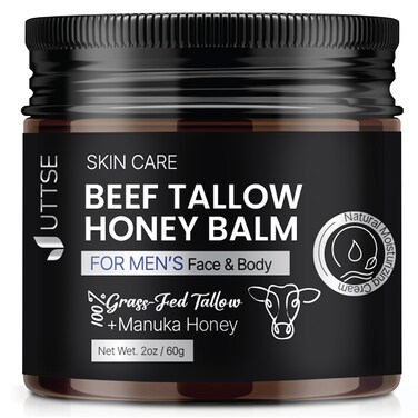 Beef Tallow Honey Balm for Skin:100% Grass-Fed Beef Tallow Moisturizer For Face and Body - Tallow Balm With Olive Oil Manuka Honey For Sensitive Dry Skin Repair 2 oz