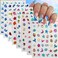 12 Sheets Ocean Nail Art Stickers Summer Nail Decals Holographic 3D Self-Adhesive Beach Nail Sticker Seashell Starfish Mermaid Sea Jellyfish Nail Supplies for Women Girls Acrylic Nails DIY Manicure