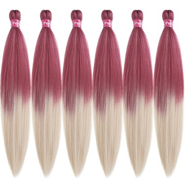 Ombre Braiding Hair Pre Stretched Hypoallergenic Synthetic Knotless Braiding Hair Ombre Natural Plant Based Non Toxic Braids 26 inch 6 Packs