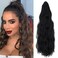 OMGREAT Ponytail Extension Claw Clip 24" Long Wavy Curly Hair Extensions for Women Jaw Clip Ponytail Hairpiece Synthetic Pony Tail (Dark Black)