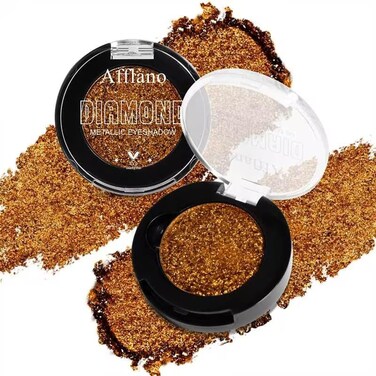 Afflano Sunset Glitter Eyeshadow Palette One-Swipe Coverage, Single Intense Color Sparkle Warm Orange Gold Eyeshadow, Long Lasting Metallic Bronze Eye Shadow for Girl Women Neutral Fall Eye Look, 19H
